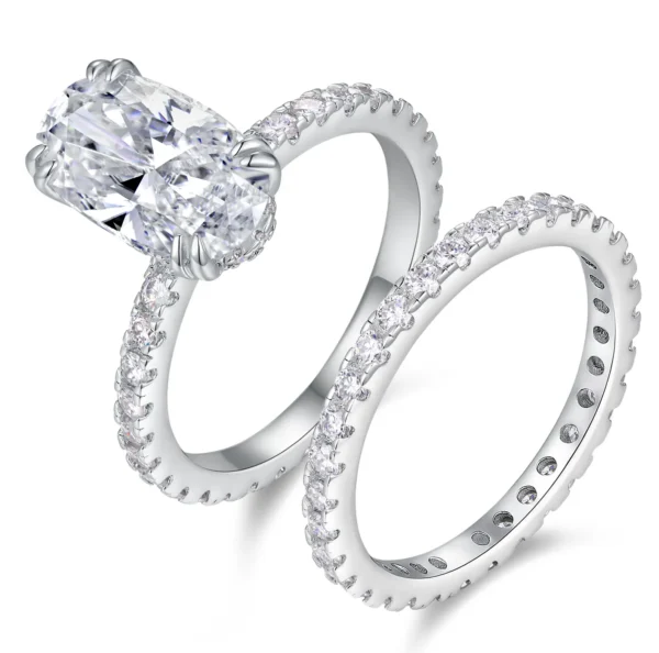 Silver Oval Moissanite Diamond Ring