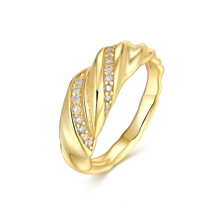 Wavy Pave Twist Moissanite Gold Plating Band
